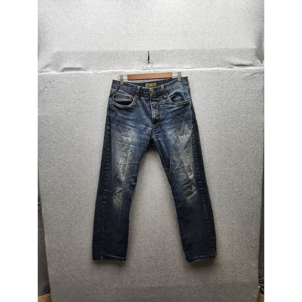 Urban Star Mens Jeans Wear 32x30 Blue Denim Straight Leg 98% Cotton 2% Spandex